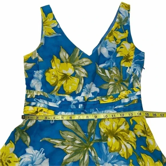 CYNTHIA Howie Blue Green Floral Sleeveless Dress - Picture 8 of 11